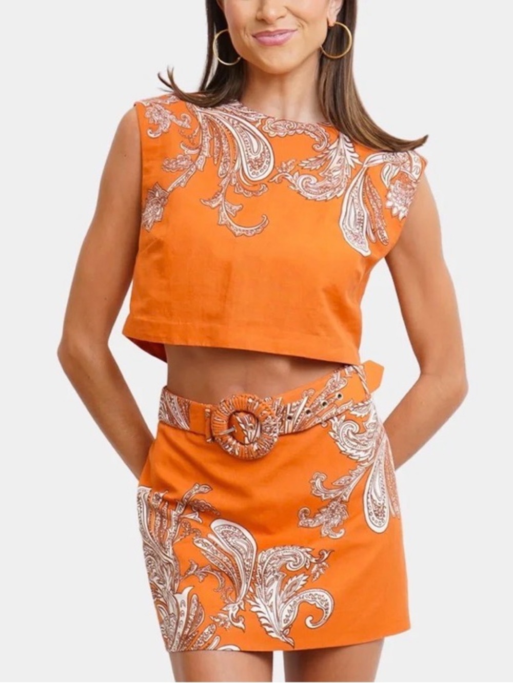 HEMANT & NANDITA Orange Paisley Crop Top
